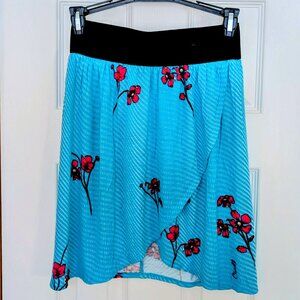 O'Neill Turquoise and Floral Pink Tulip Skirt Elastic Waist Size Small/Medium